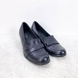 🇺🇸Clarks Black Leather Loafer Heels
